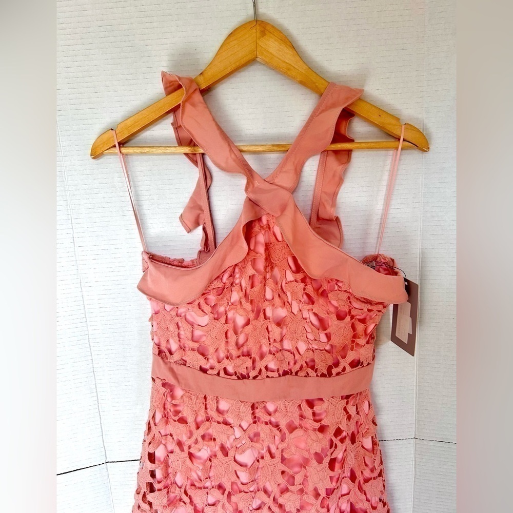 Anthropologie  Lucy Wang Dusty Rose Lace floral Dress size L - Picture 8 of 8